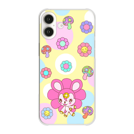 iPhone16 Plus 高画質仕上げ 背面印刷 ハードケースむかいあぐる フラワーうさぎのフラッピョン
