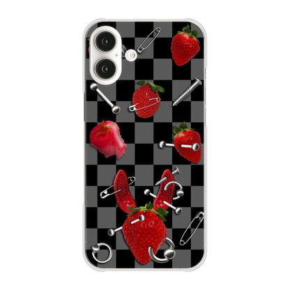 iPhone16 Plus 高画質仕上げ 背面印刷 ハードケースむかいあぐる 苺パンク
