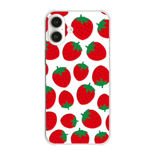 iPhone16 Plus 高画質仕上げ 背面印刷 ハードケース小さいイチゴ模様
