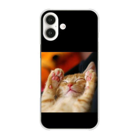 iPhone16 Plus 高画質仕上げ 背面印刷 ハードケース 【VA804 爆睡するネコ】
