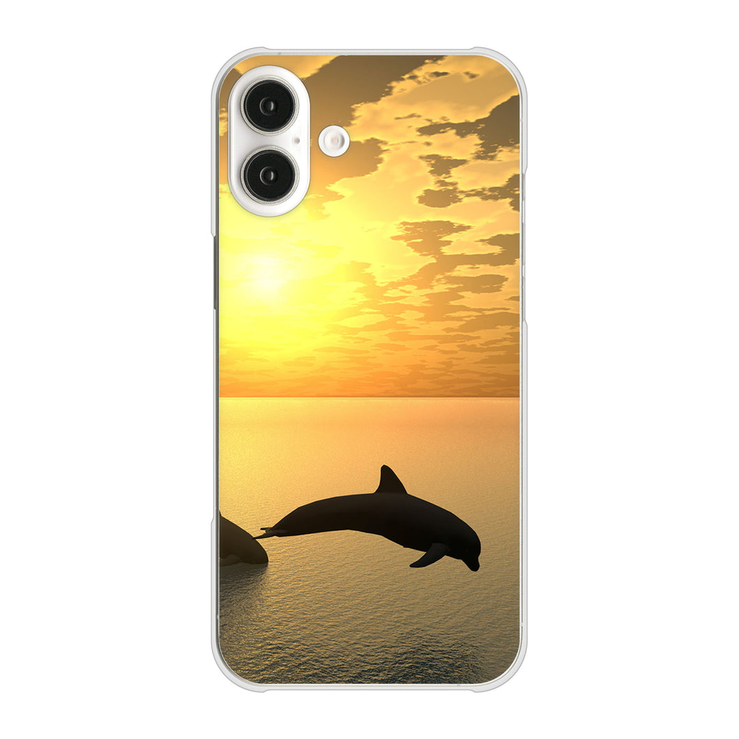iPhone16 Plus 高画質仕上げ 背面印刷 ハードケース 【VA845 夕暮れのドルフィン】