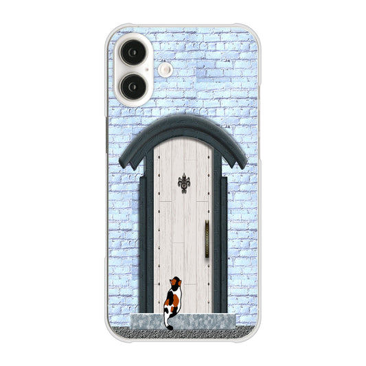 iPhone16 Plus 高画質仕上げ 背面印刷 ハードケース猫とドア