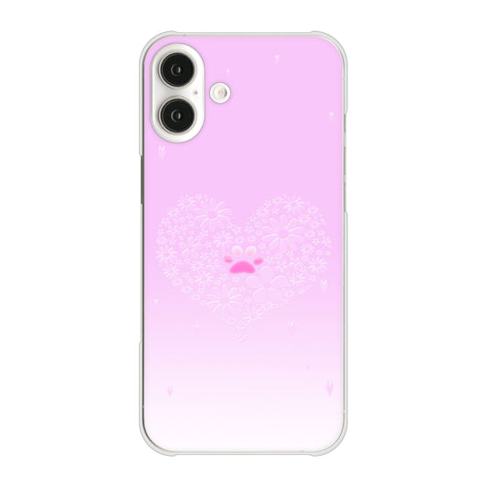 iPhone16 Plus 高画質仕上げ 背面印刷 ハードケースハートと肉球
