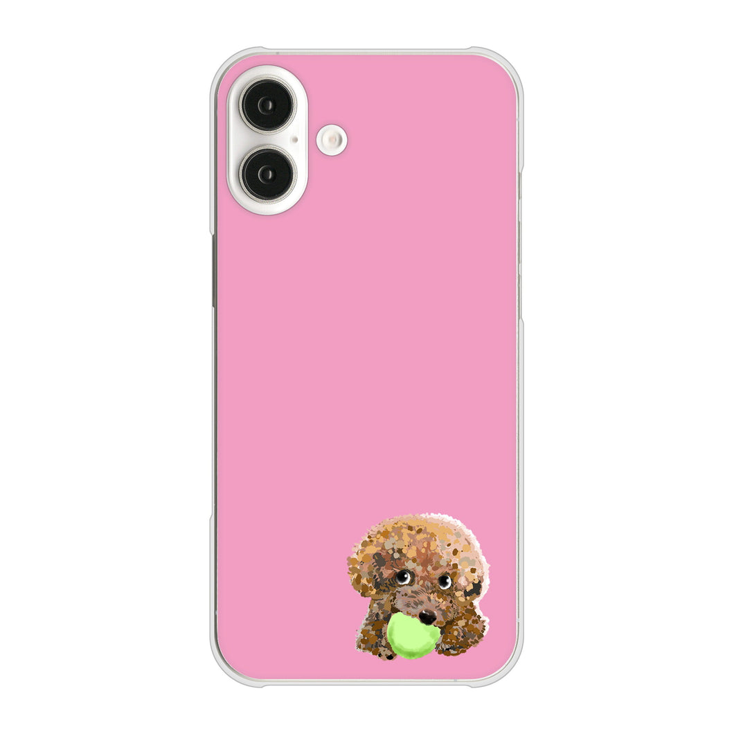 iPhone16 Plus 高画質仕上げ 背面印刷 ハードケーストイプードル＆ボール