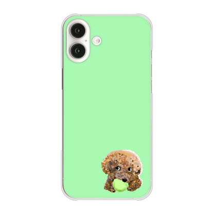 iPhone16 Plus 高画質仕上げ 背面印刷 ハードケーストイプードル＆ボール