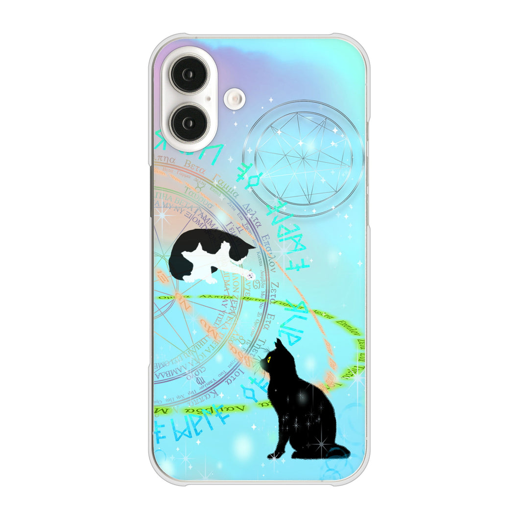 iPhone16 Plus 高画質仕上げ 背面印刷 ハードケース魔法陣猫