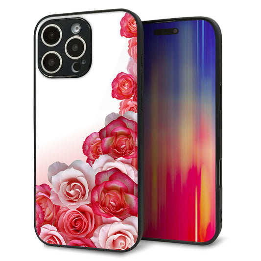 iPhone16 Pro Max 強化ガラス＆TPUスマホケース ガラプリ【299 薔薇の壁】