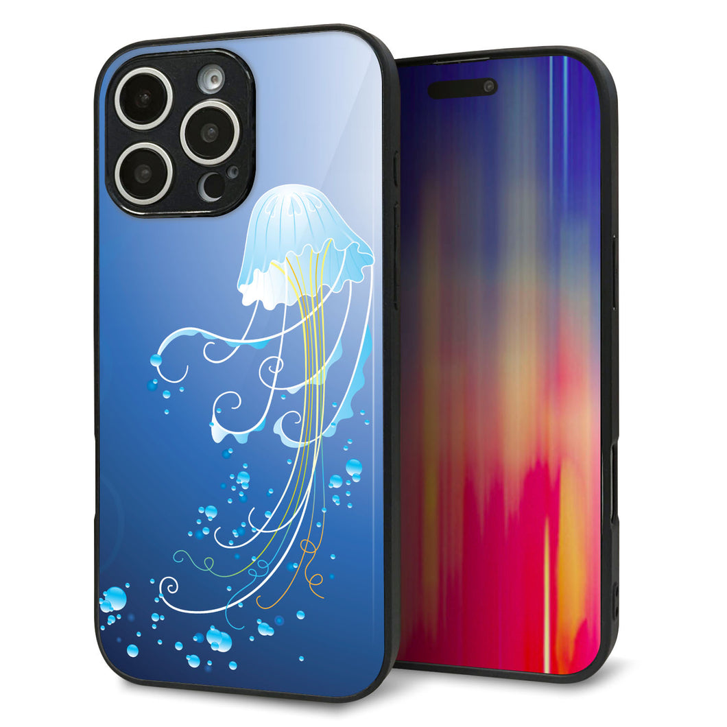 iPhone16 Pro Max 強化ガラス＆TPUスマホケース ガラプリ【362 ジェリーフィシュ】
