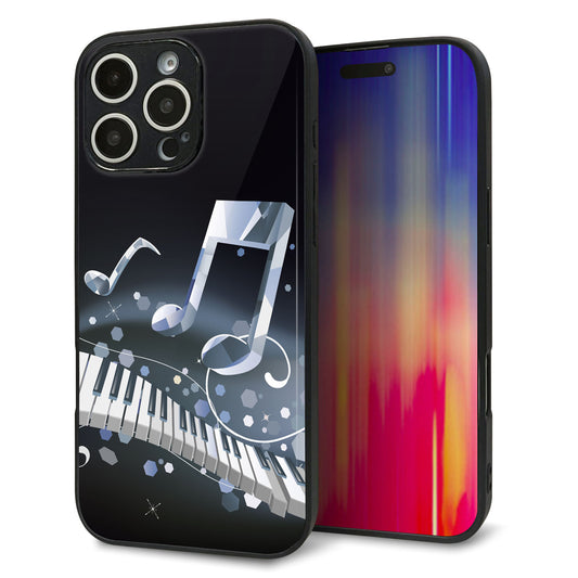 iPhone16 Pro Max 強化ガラス＆TPUスマホケース ガラプリ【575 鍵盤に踊る音】