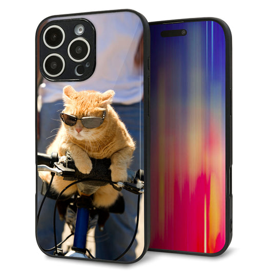 iPhone16 Pro Max 強化ガラス＆TPUスマホケース ガラプリ【595 にゃんとサイクル】