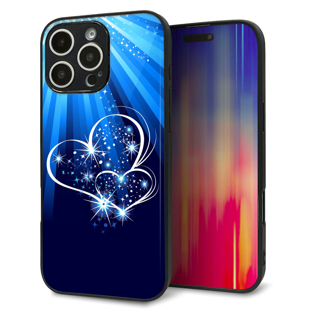 iPhone16 Pro Max 強化ガラス＆TPUスマホケース ガラプリ【702 スイミングハート】