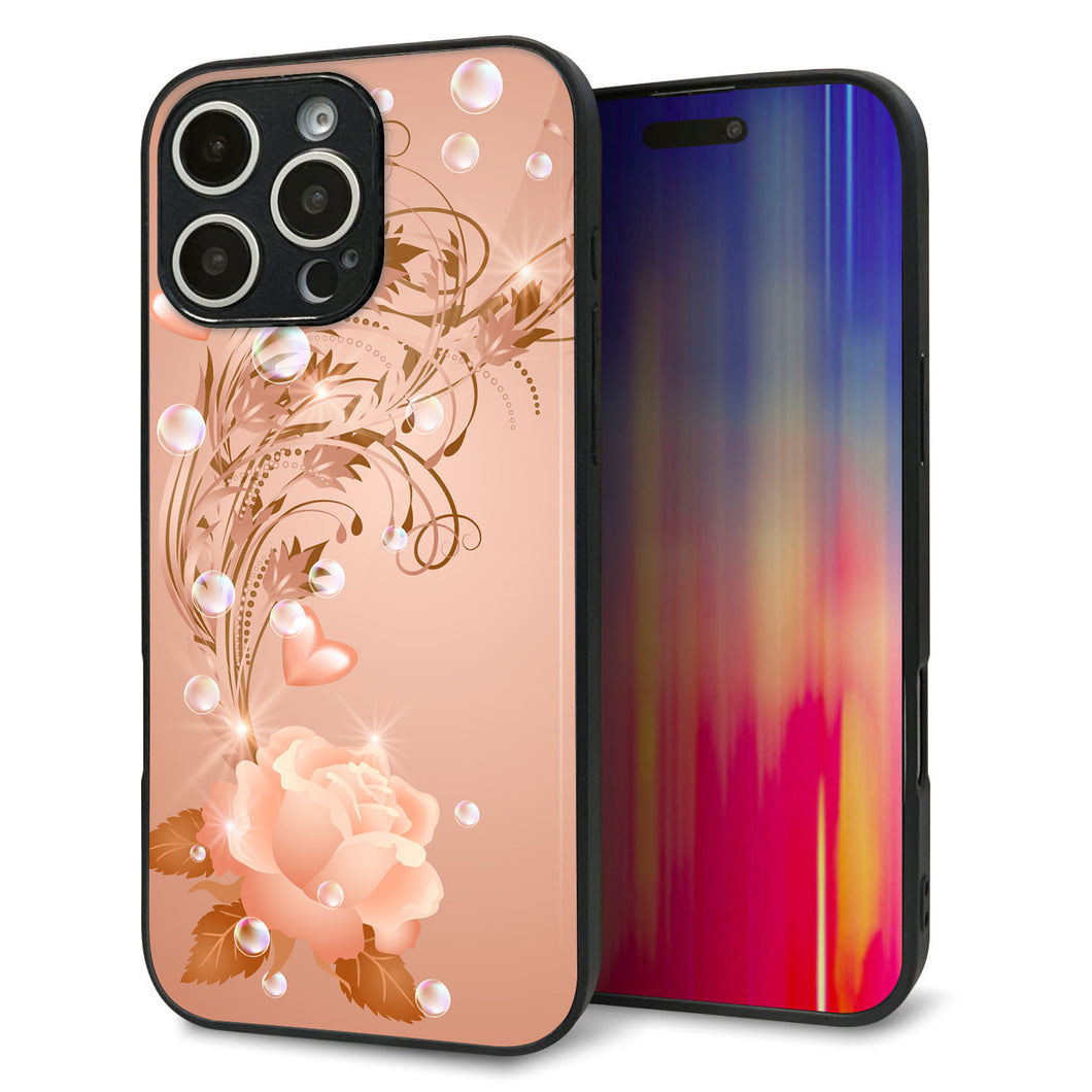 iPhone16 Pro Max 強化ガラス＆TPUスマホケース ガラプリ【1178 ラブリーローズ】