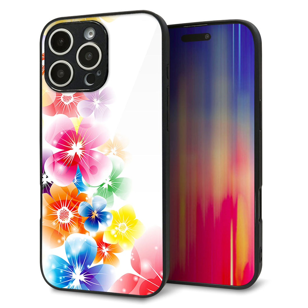 iPhone16 Pro Max 強化ガラス＆TPUスマホケース ガラプリ【1209 光と花】