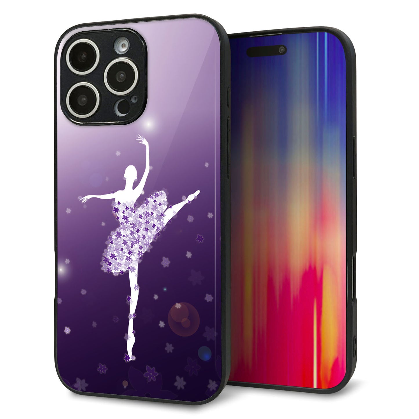iPhone16 Pro Max 強化ガラス＆TPUスマホケース ガラプリ【1256 バレリーナ】