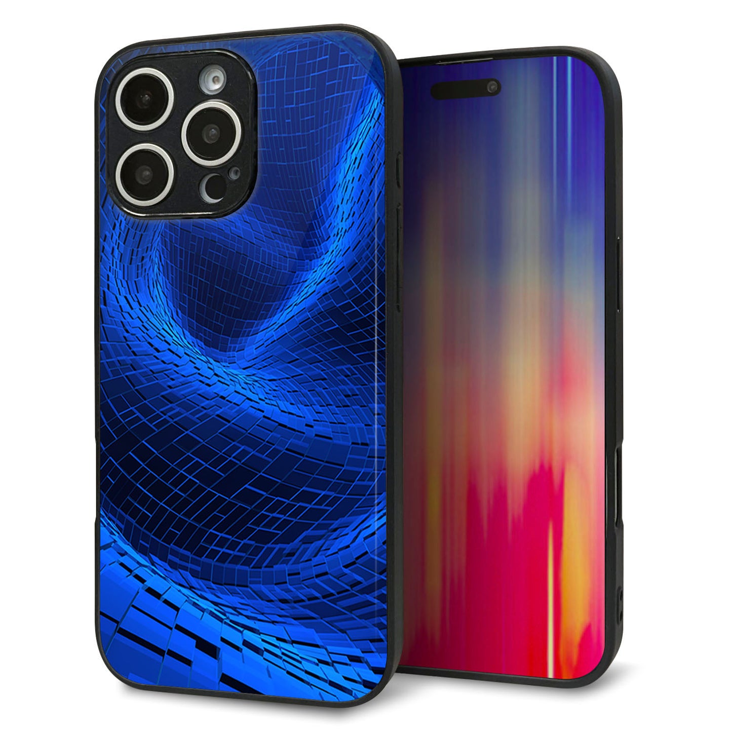 iPhone16 Pro Max 強化ガラス＆TPUスマホケース ガラプリ【1302 ワープブルー】