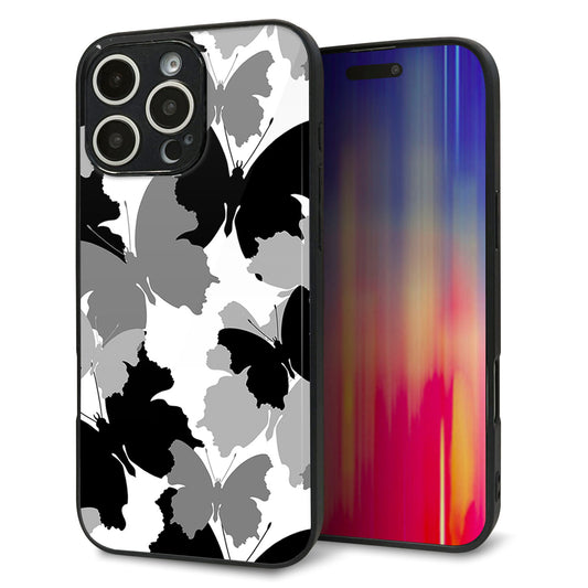 iPhone16 Pro Max 強化ガラス＆TPUスマホケース ガラプリ【1336 夜の蝶】