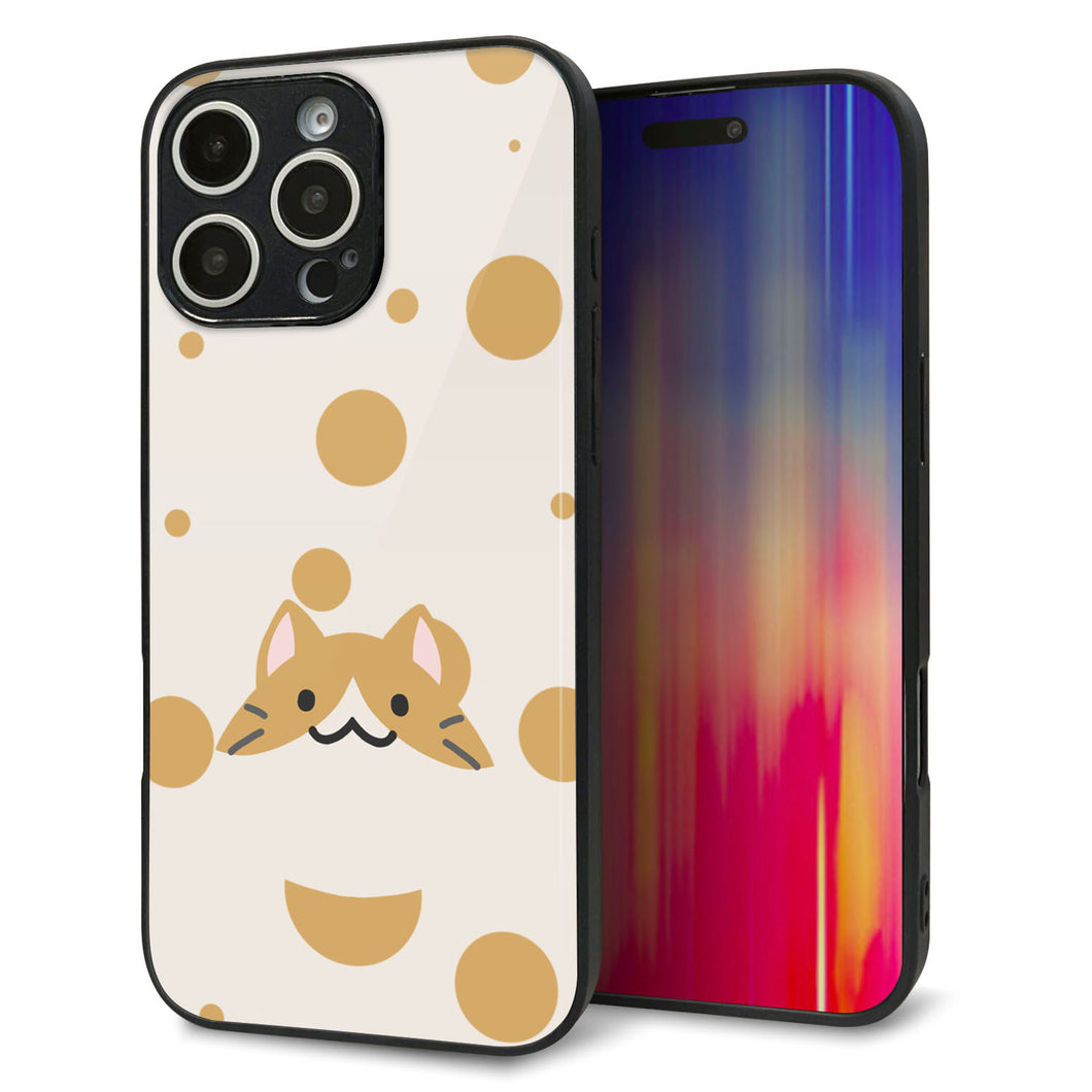 iPhone16 Pro Max 強化ガラス＆TPUスマホケース ガラプリ【HA244 もちねこ ハチワレ】