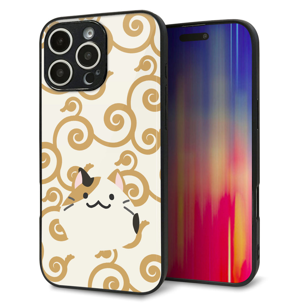 iPhone16 Pro Max 強化ガラス＆TPUスマホケース ガラプリ【HA245 もちねこ ミケ】