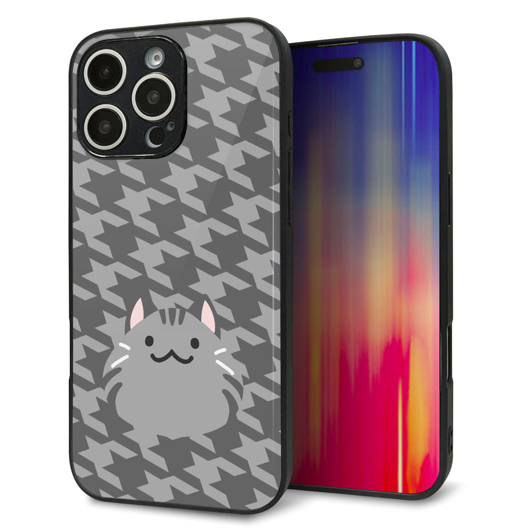 iPhone16 Pro Max 強化ガラス＆TPUスマホケース ガラプリ【HA246 もちねこ サバトラ】