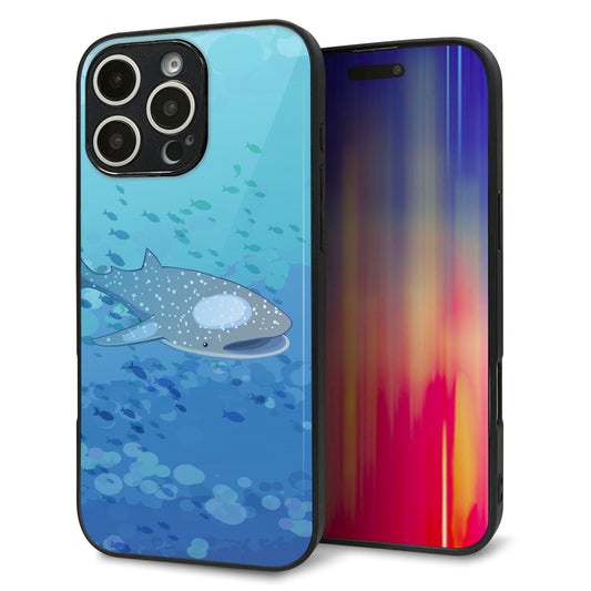iPhone16 Pro Max 強化ガラス＆TPUスマホケース ガラプリ【HA256 ポケットアクアリウム ジンベエザメ】