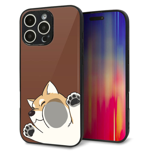 iPhone16 Pro Max 強化ガラス＆TPUスマホケース ガラプリ【HA293 むぎゅっと柴】