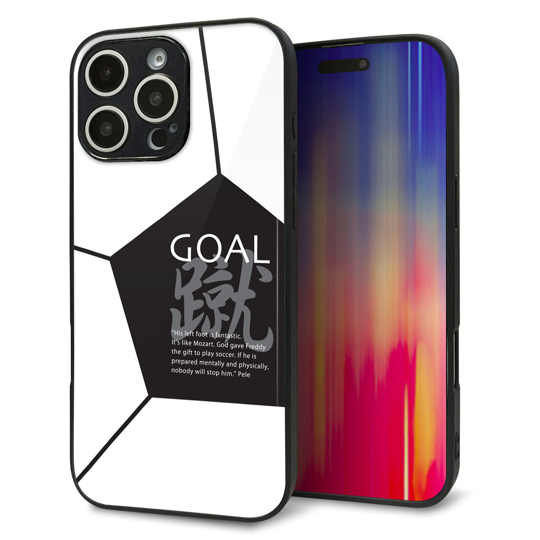 iPhone16 Pro Max 強化ガラス＆TPUスマホケース ガラプリ【IB921 サッカーボール】