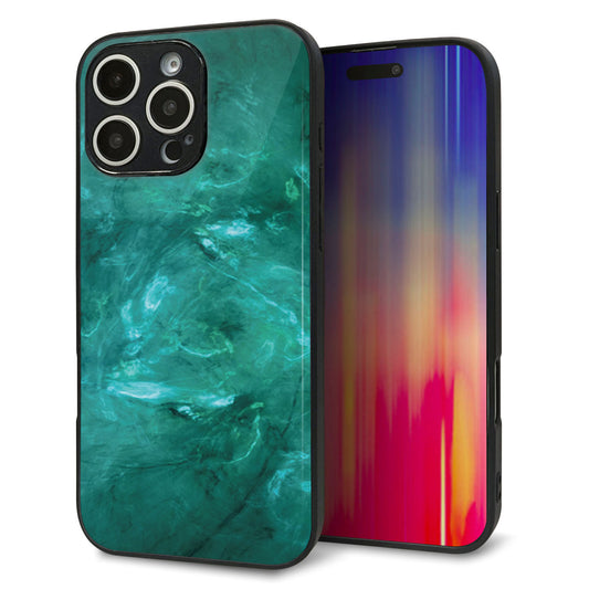 iPhone16 Pro Max 強化ガラス＆TPUスマホケース ガラプリ【KM869 大理石GR】