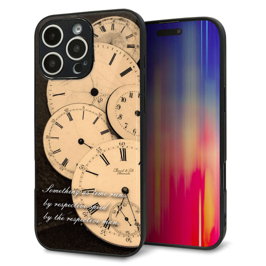 iPhone16 Pro Max 強化ガラス＆TPUスマホケース ガラプリ【KM874 時計】