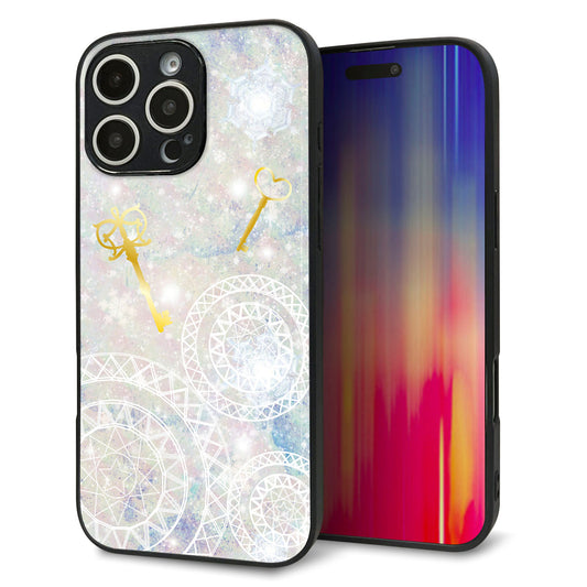 iPhone16 Pro Max 強化ガラス＆TPUスマホケース ガラプリ【KM881 魔法陣と鍵】