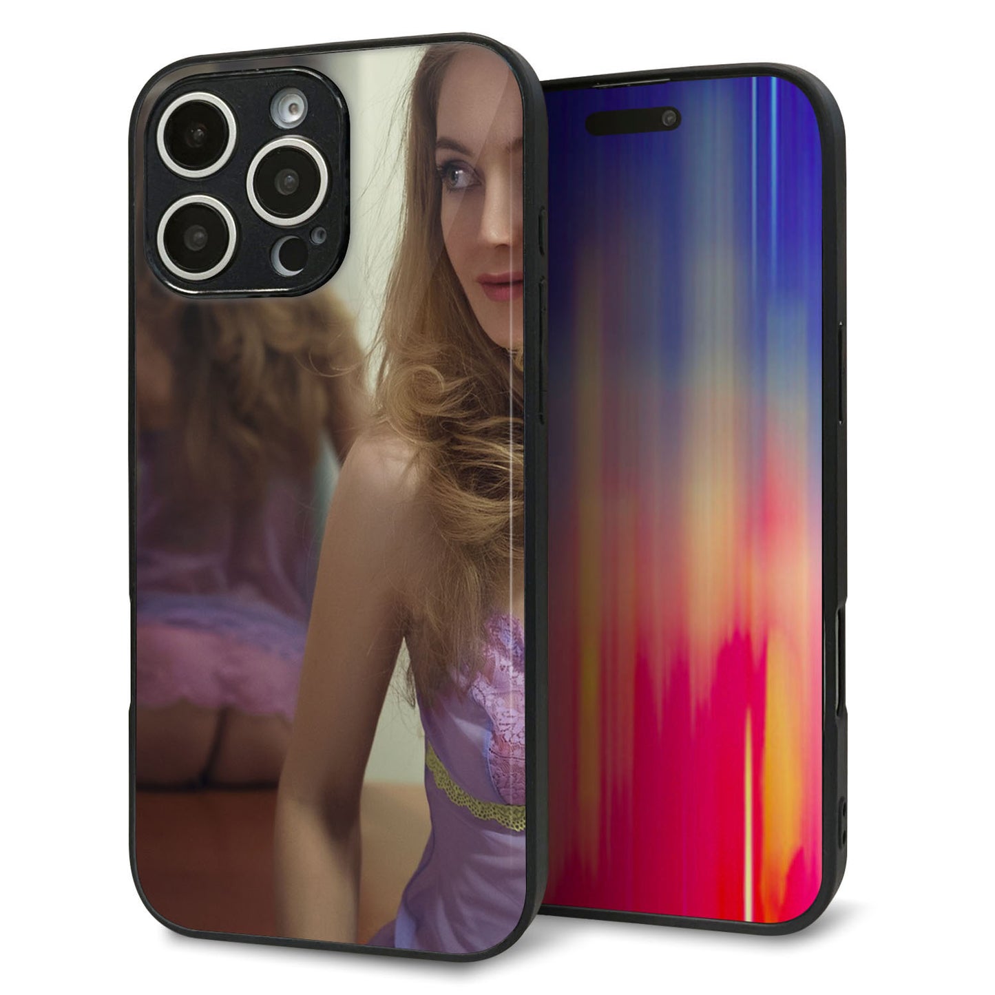 iPhone16 Pro Max 強化ガラス＆TPUスマホケース ガラプリ【KM886 ミラー】