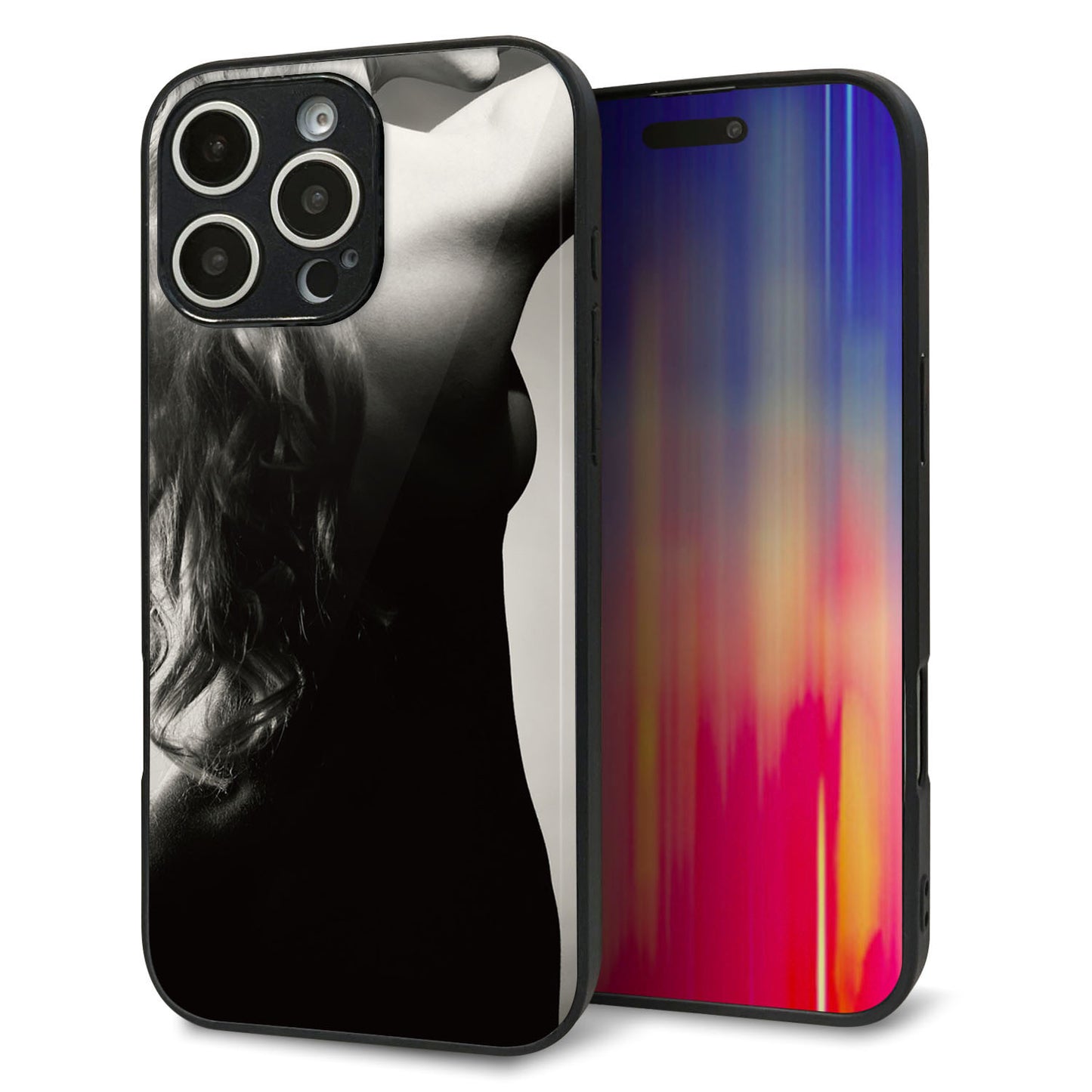 iPhone16 Pro Max 強化ガラス＆TPUスマホケース ガラプリ【KM890 バックスタイル】