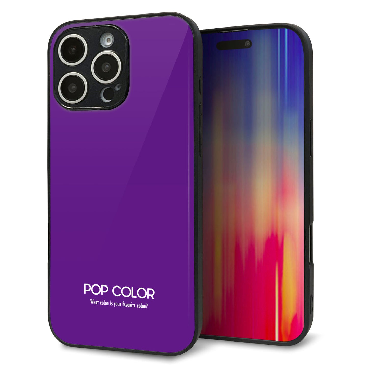 iPhone16 Pro Max 強化ガラス＆TPUスマホケース ガラプリ【KM909 ポップカラー(パープル)】