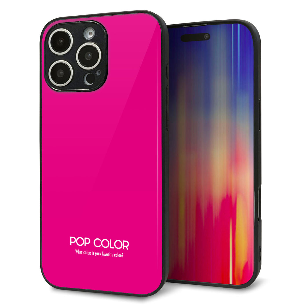 iPhone16 Pro Max 強化ガラス＆TPUスマホケース ガラプリ【KM910 ポップカラー(ピンク)】