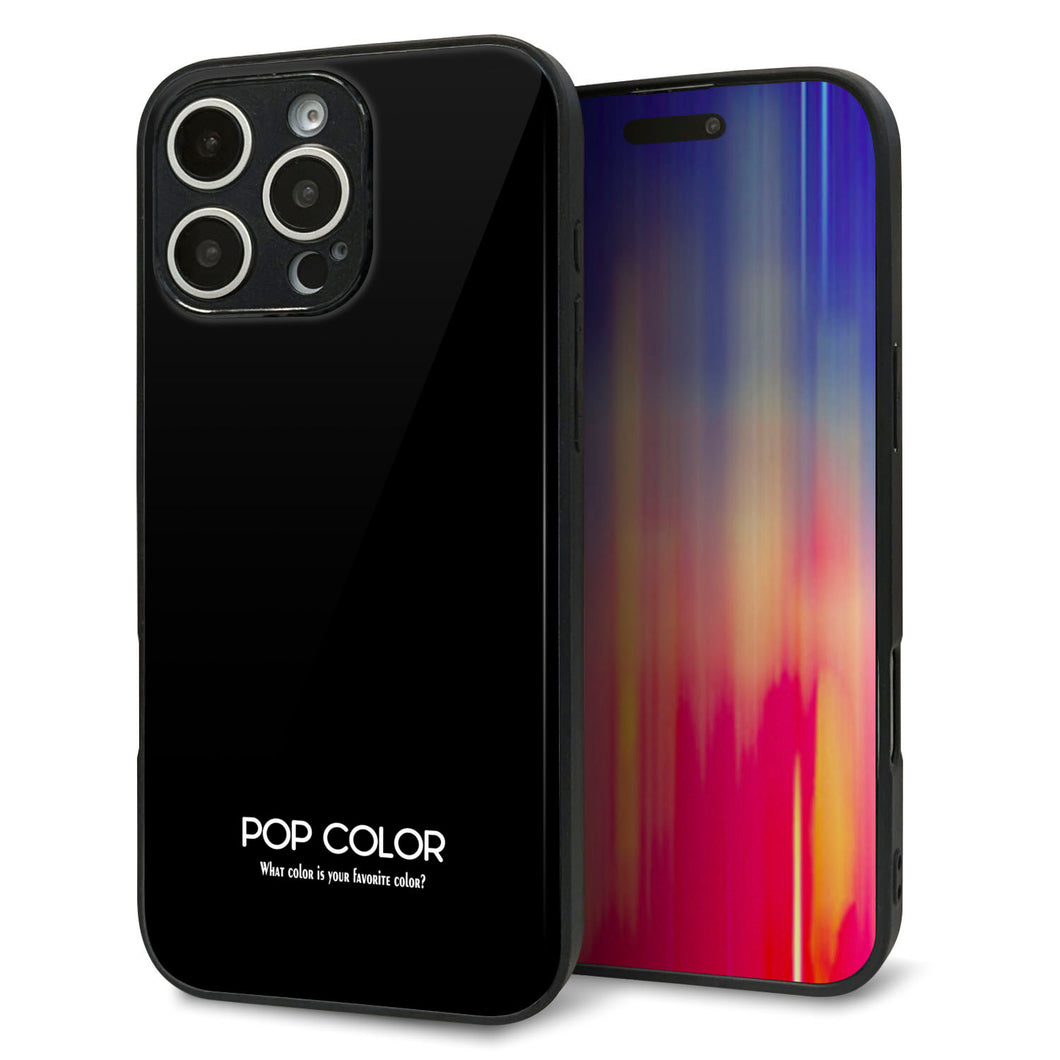 iPhone16 Pro Max 強化ガラス＆TPUスマホケース ガラプリ【KM911 ポップカラー(ブラック)】