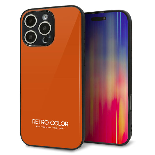 iPhone16 Pro Max 強化ガラス＆TPUスマホケース ガラプリ【KM917 レトロカラー(ダークオレンジ)】