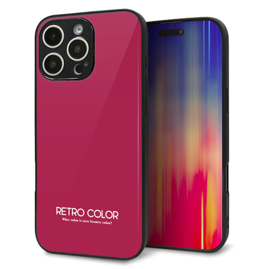 iPhone16 Pro Max 強化ガラス＆TPUスマホケース ガラプリ【KM921 レトロカラー(ダークピンク)】