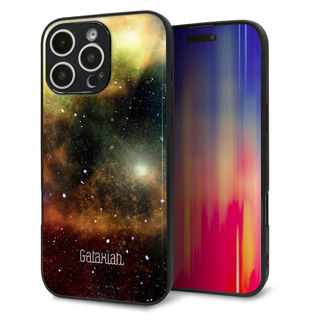 iPhone16 Pro Max 強化ガラス＆TPUスマホケース ガラプリ【KM926 Galaxias Yellow】