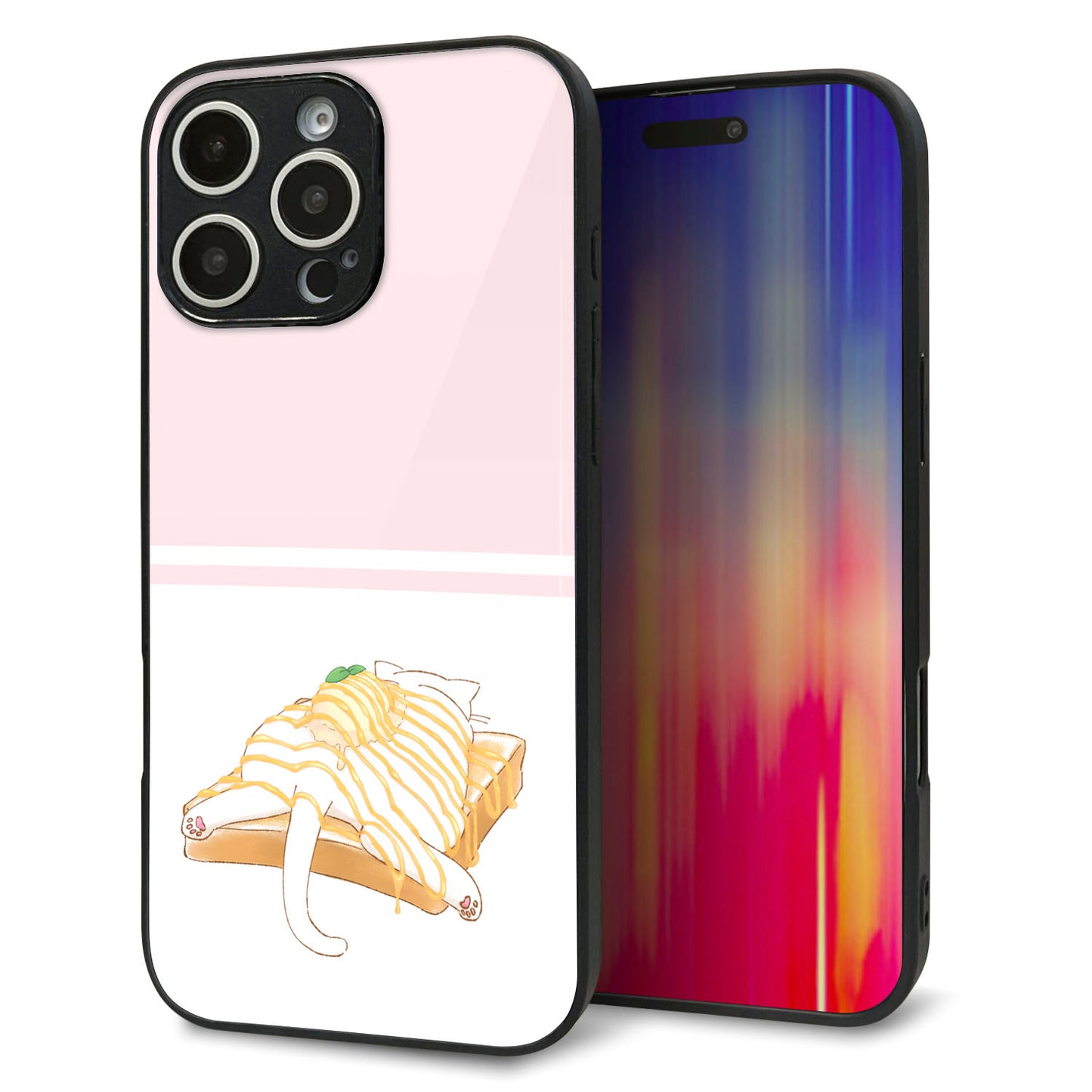 iPhone16 Pro Max 強化ガラス＆TPUスマホケース ガラプリ【KM961 メープルアイス】