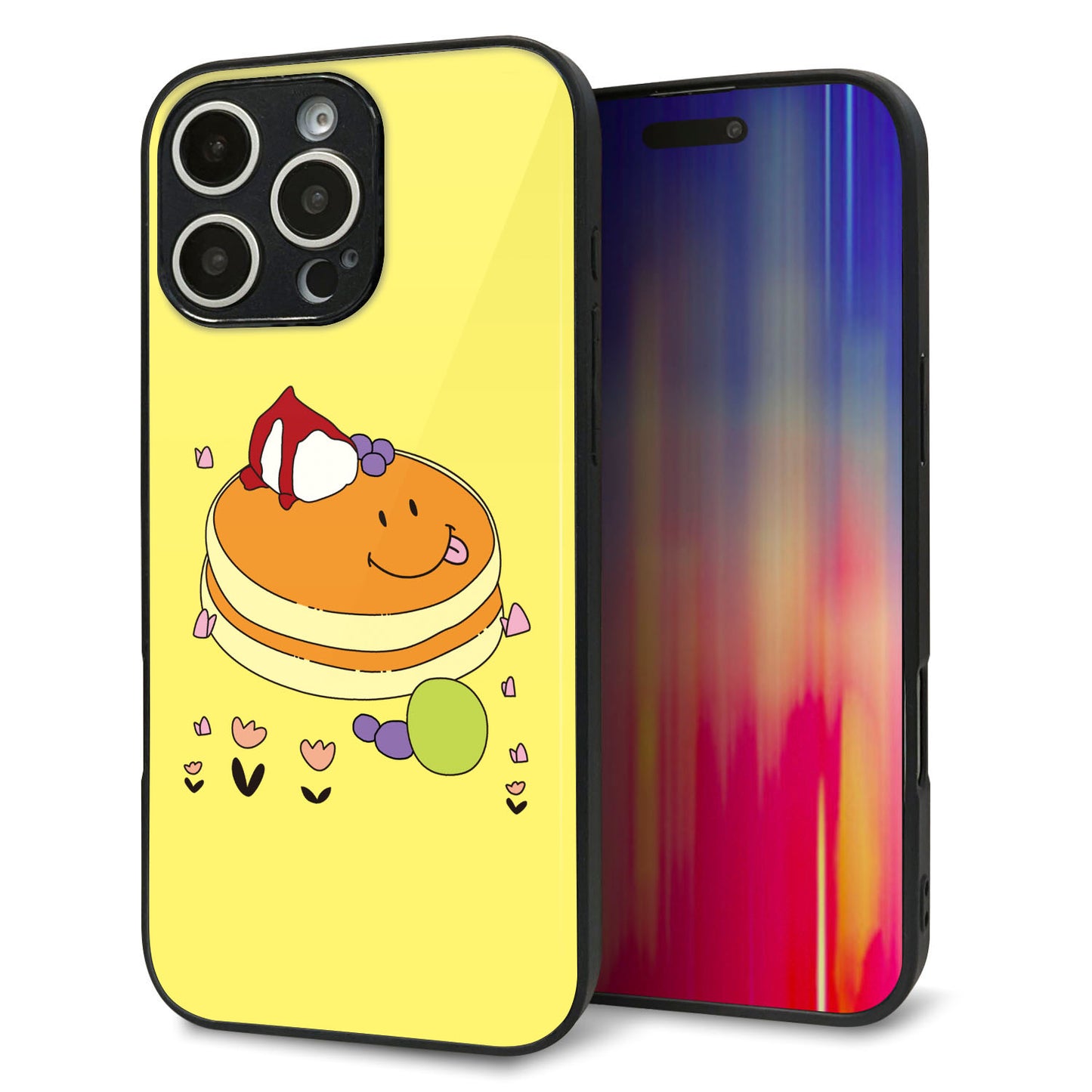 iPhone16 Pro Max 強化ガラス＆TPUスマホケース ガラプリ【MA901 パンケーキ】