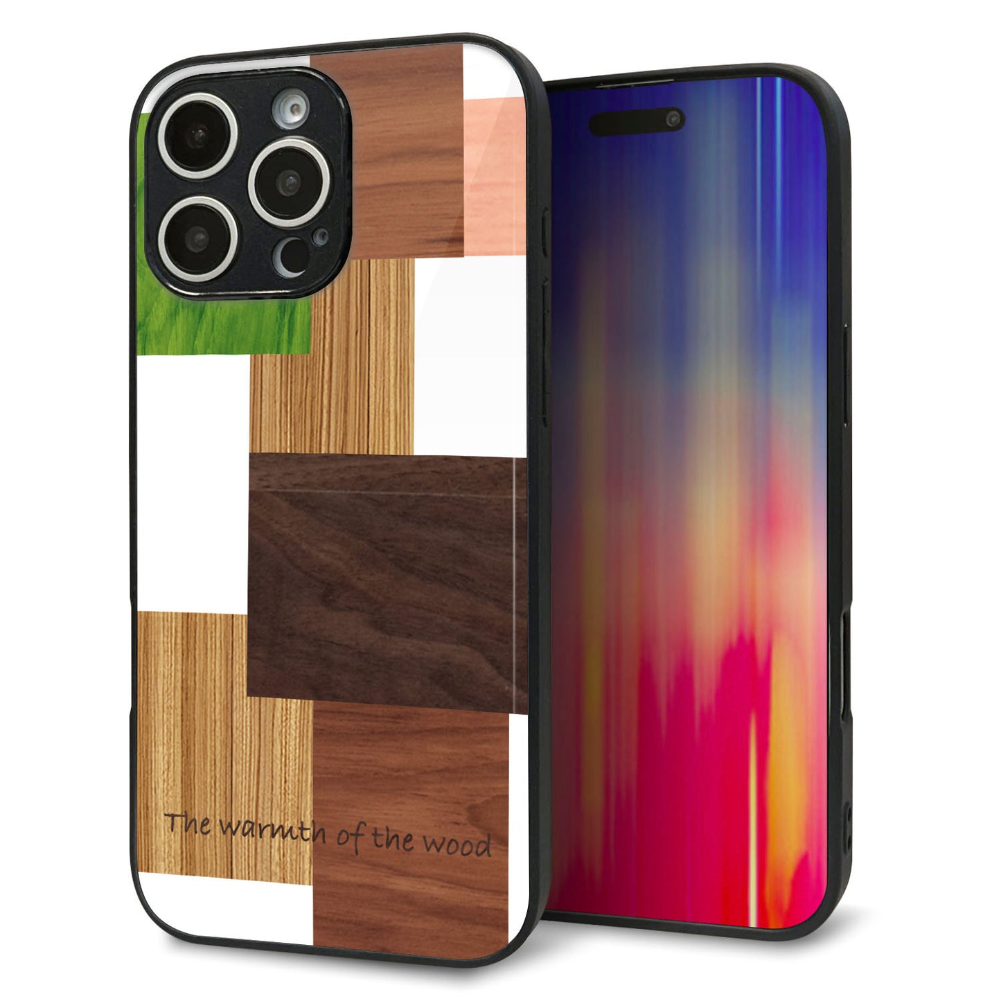 iPhone16 Pro Max 強化ガラス＆TPUスマホケース ガラプリ【MA928 寄木細工 ランダム】