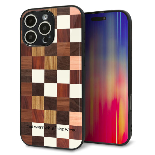 iPhone16 Pro Max 強化ガラス＆TPUスマホケース ガラプリ【MA929 寄木細工 チェッカー】
