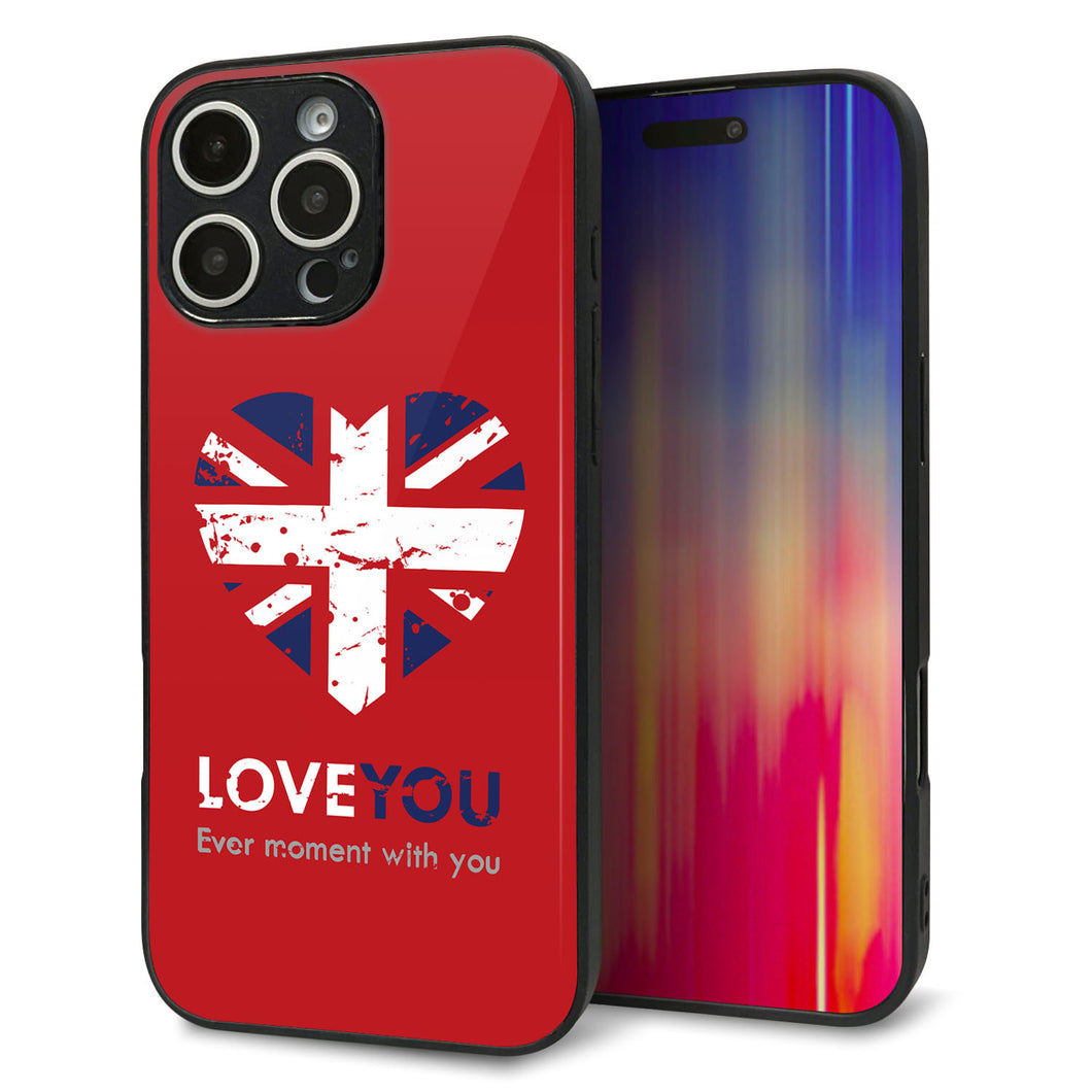 iPhone16 Pro Max 強化ガラス＆TPUスマホケース ガラプリ【SC804 ユニオンジャック ハートビンテージレッド】