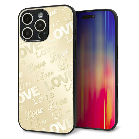 iPhone16 Pro Max 強化ガラス＆TPUスマホケース ガラプリ【SC840 エンボス風LOVEリンク（ヌーディーベージュ）】