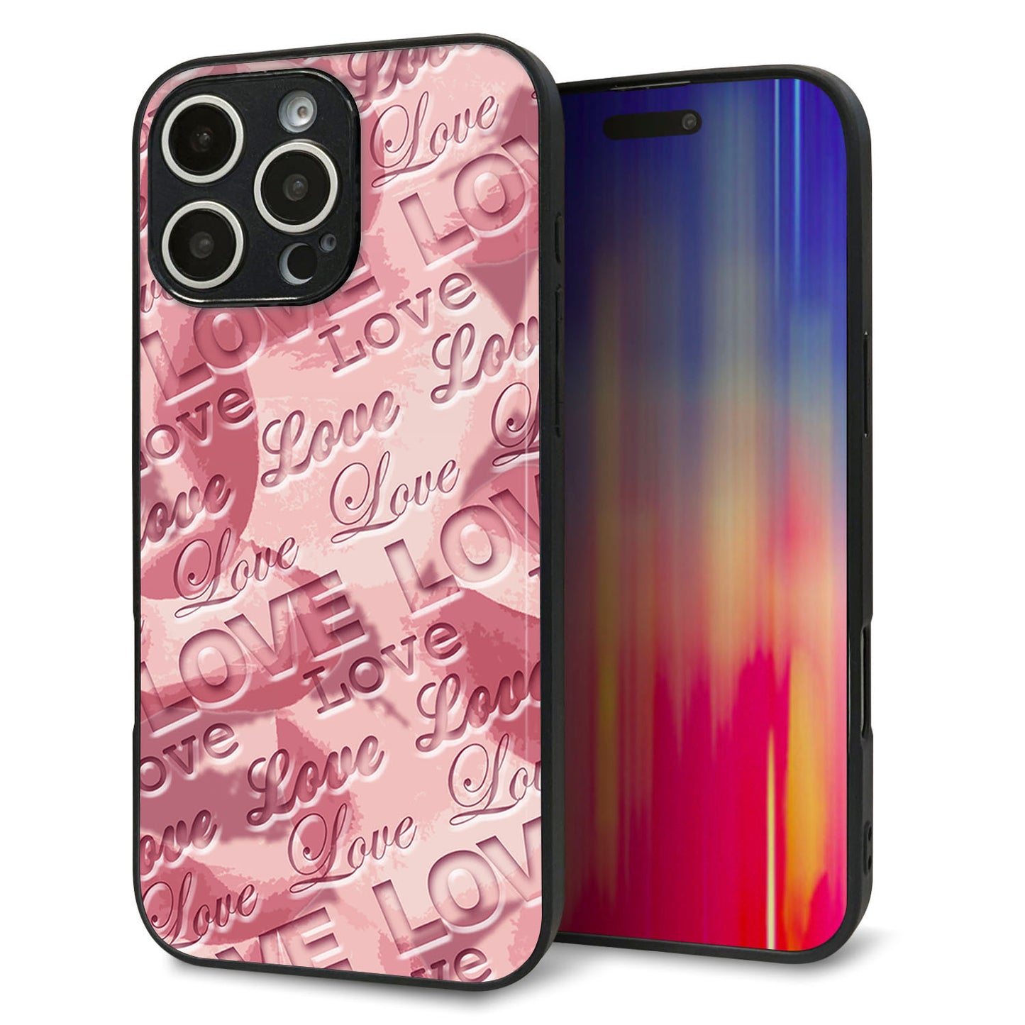 iPhone16 Pro Max 強化ガラス＆TPUスマホケース ガラプリ【SC844 フラワーヴェルニLOVE（ローズヴェルール）】