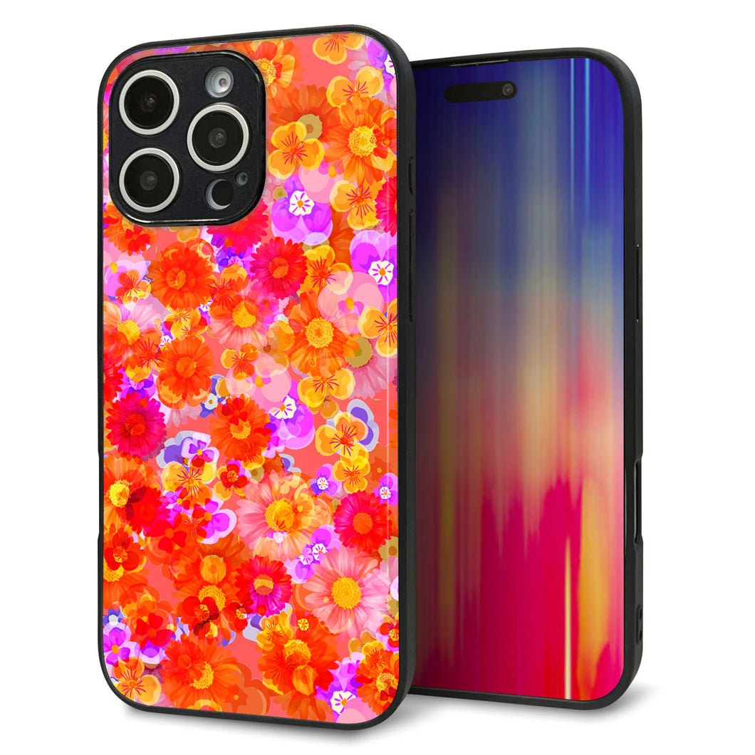 iPhone16 Pro Max 強化ガラス＆TPUスマホケース ガラプリ【SC871 リバティプリント フルールドパルファン（レッド）】