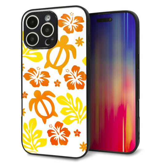 iPhone16 Pro Max 強化ガラス＆TPUスマホケース ガラプリ【SC877 ハワイアンアロハホヌ（イエロー）】