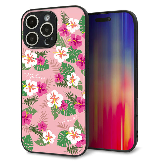 iPhone16 Pro Max 強化ガラス＆TPUスマホケース ガラプリ【SC882 ハワイアンアロハレトロ（ピンク）】