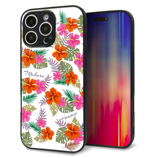 iPhone16 Pro Max 強化ガラス＆TPUスマホケース ガラプリ【SC884 ハワイアンアロハレトロ（ホワイト）】