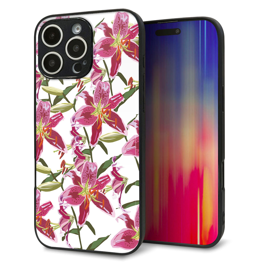 iPhone16 Pro Max 強化ガラス＆TPUスマホケース ガラプリ【SC892 ボタニカル スカーレットリリー】