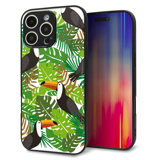 iPhone16 Pro Max 強化ガラス＆TPUスマホケース ガラプリ【SC894 ボタニカル トロピカルバード】